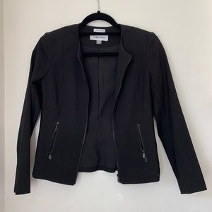 Calvin Klein Black Invisible Fit Zip Neutral Minimalist Blazer Jacket Size 0